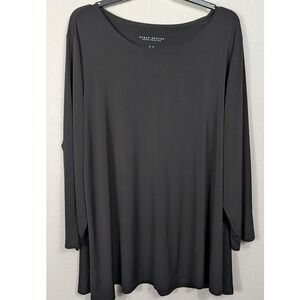 Susan Graver 4X Black Shirt Top Tunic‎ Travel Stretch Liquid Knit Womens